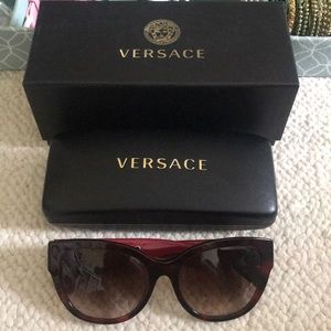 Versace dark red sunglasses gold accents